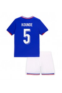 Frankrijk Jules Kounde #5 Babytruitje Thuis tenue Kind EK 2024 Korte Mouw (+ Korte broeken)